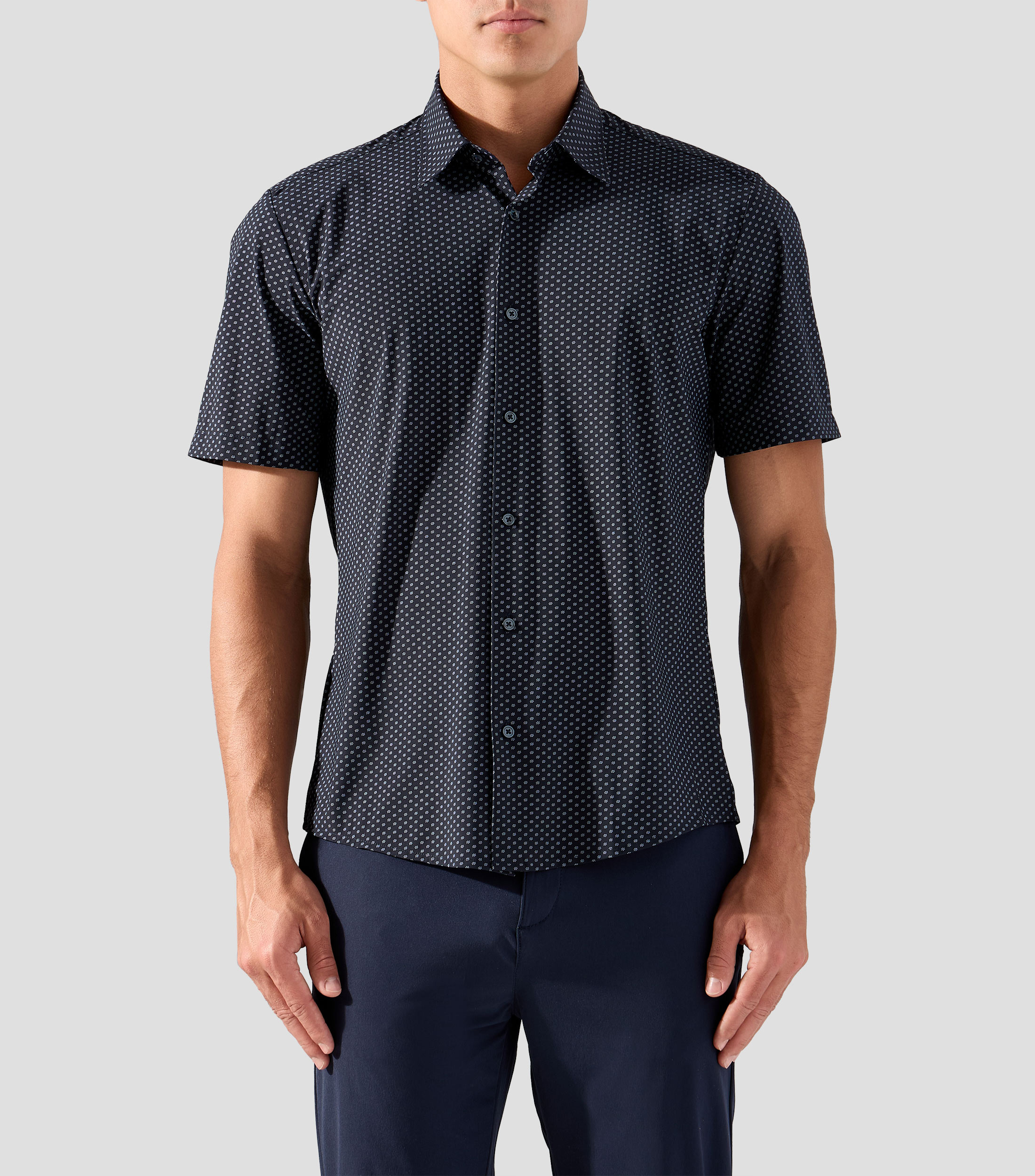 Camisa regular en punto técnico elástico estampado Hombre